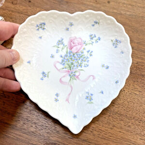 Mikasa Japan Heart Shaped Porcelain Trinket Dish Floral "Always And Forever" NEW